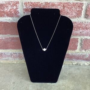 Delicate Silver Chain With Pave Disc - Women Jewelry